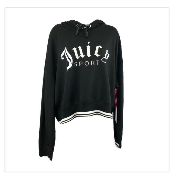 Juicy Couture Tops - NWT Juicy Couture Sport Black Cropped Hoodie XL